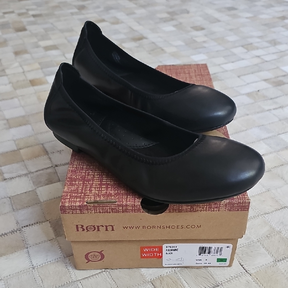 Born Black Leather Flats for Everyday Comfort